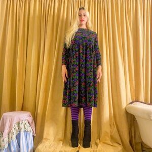 Vintage Floral velour dress